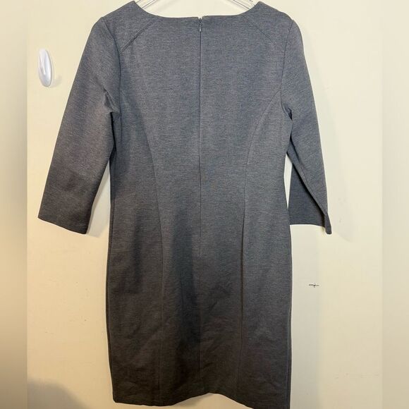 Talbots Women's Square Neck Ponte Knit Grey 3/4 Sleeve Career Dress | Size 12 - Picture 5 of 5